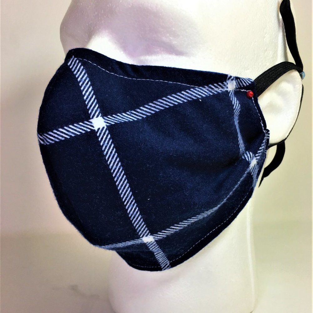 Three Child's  UNC Tar Heels Carolina Face Masks Reverse Plaid - Picture 6 of 8